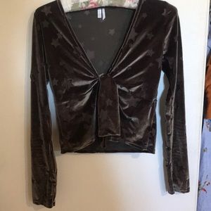 Forest green velvet crop top